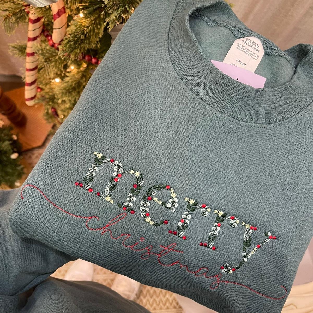 Floral Merry Christmas Sweatshirt