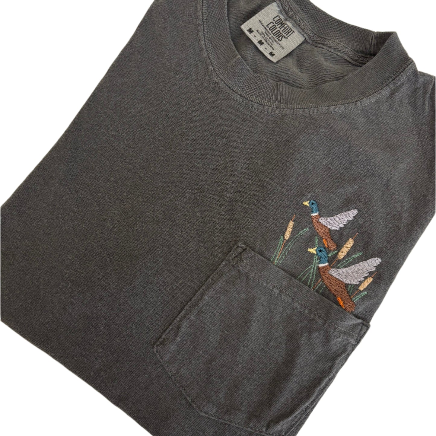 Mallard Ducks Embroidered Pocket Tee