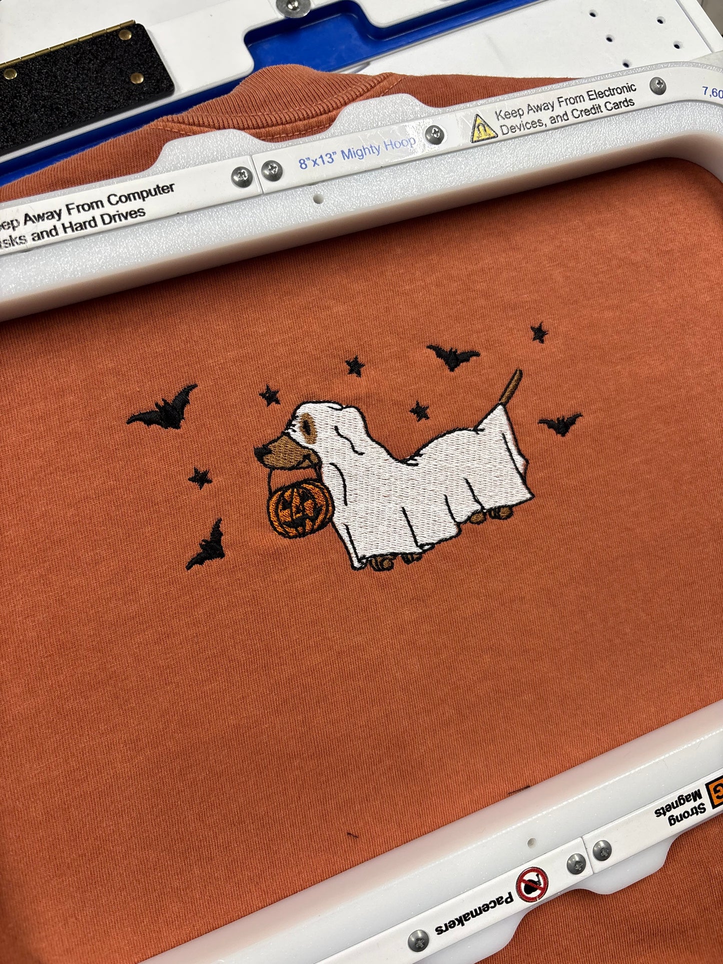 Wiener Dog Ghost Bats Embroidered Comfort Colors Tee
