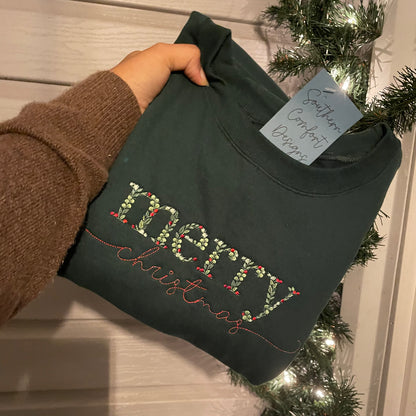Floral Merry Christmas Sweatshirt