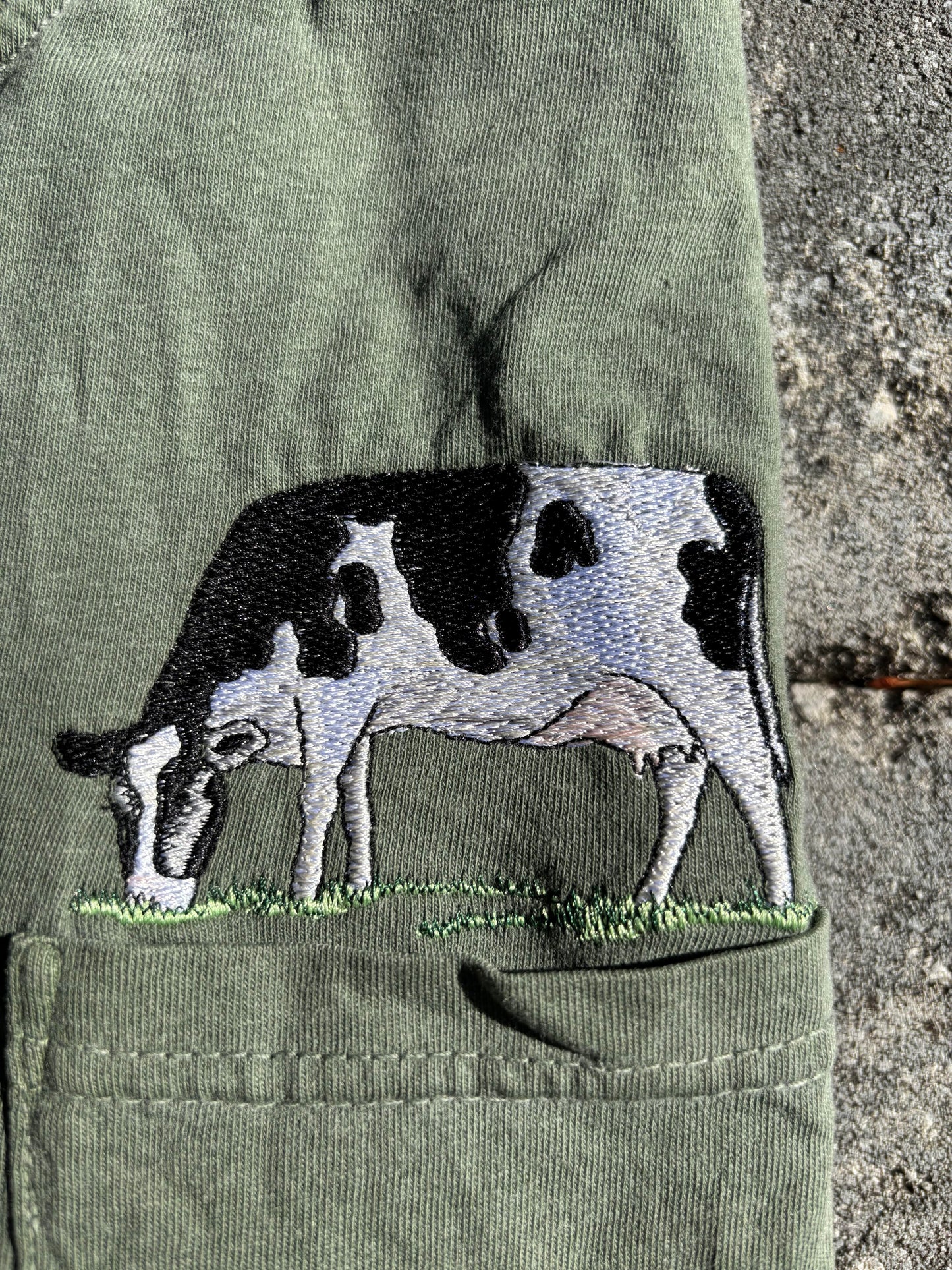 Cow Embroidered Comfort Colors Pocket Tee Casual Comfortable