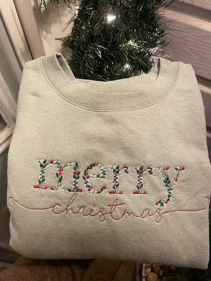Floral Merry Christmas Sweatshirt