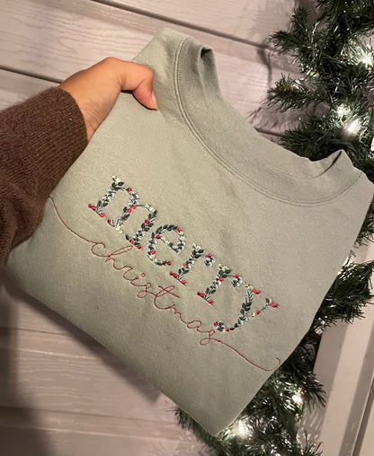 Floral Merry Christmas Sweatshirt