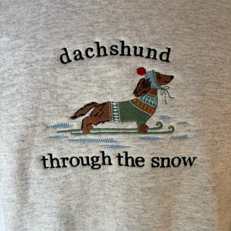 Jerzees Dachshund Through the Snow Embroidered Sweatshirt