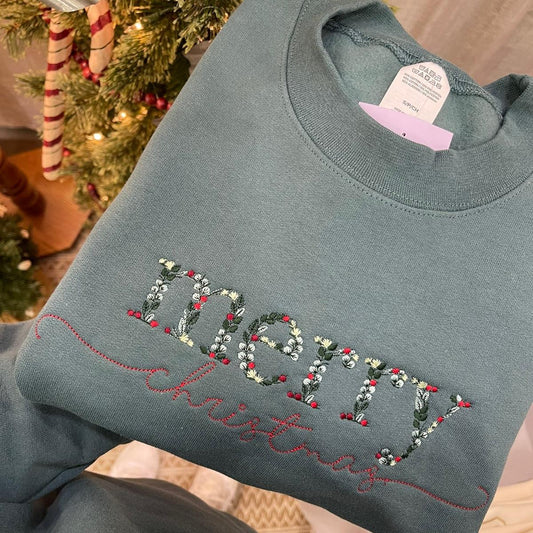 Floral Merry Christmas Sweatshirt