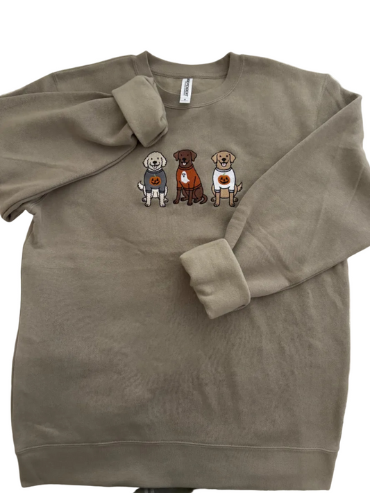 Spooky Pups Embroidered Unisex Mid-weight Sweatshirt