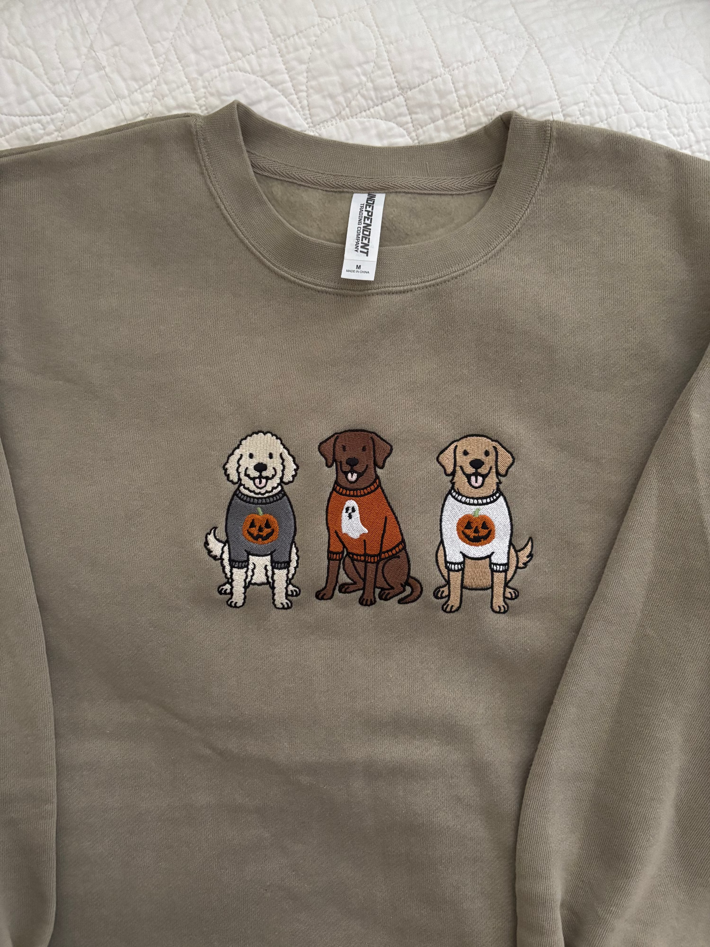 Spooky Pups Embroidered Unisex Mid-weight Sweatshirt