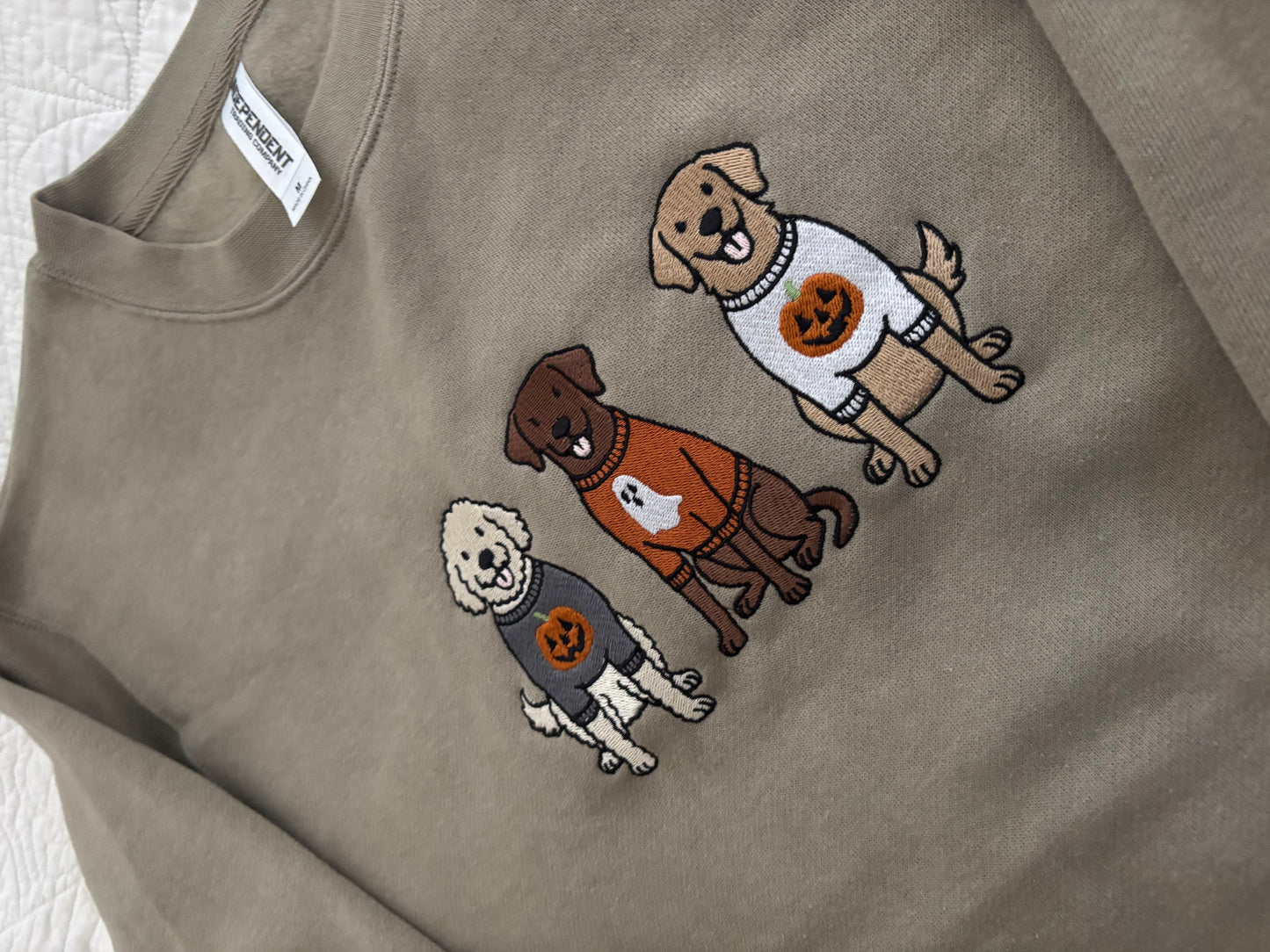 Spooky Pups Embroidered Unisex Mid-weight Sweatshirt