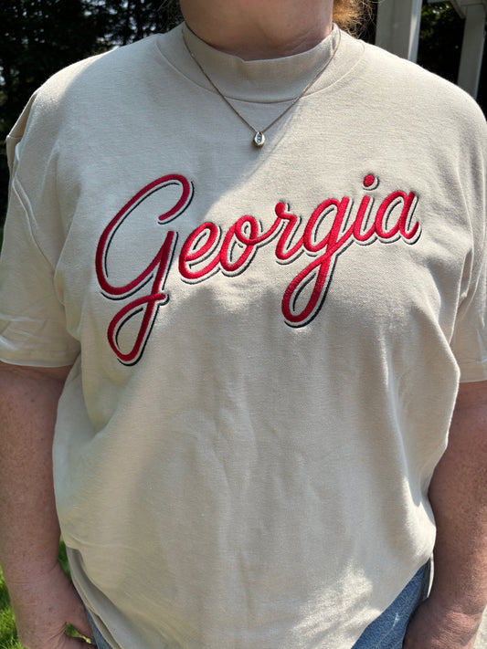 Georgia Script Embroidered Tee