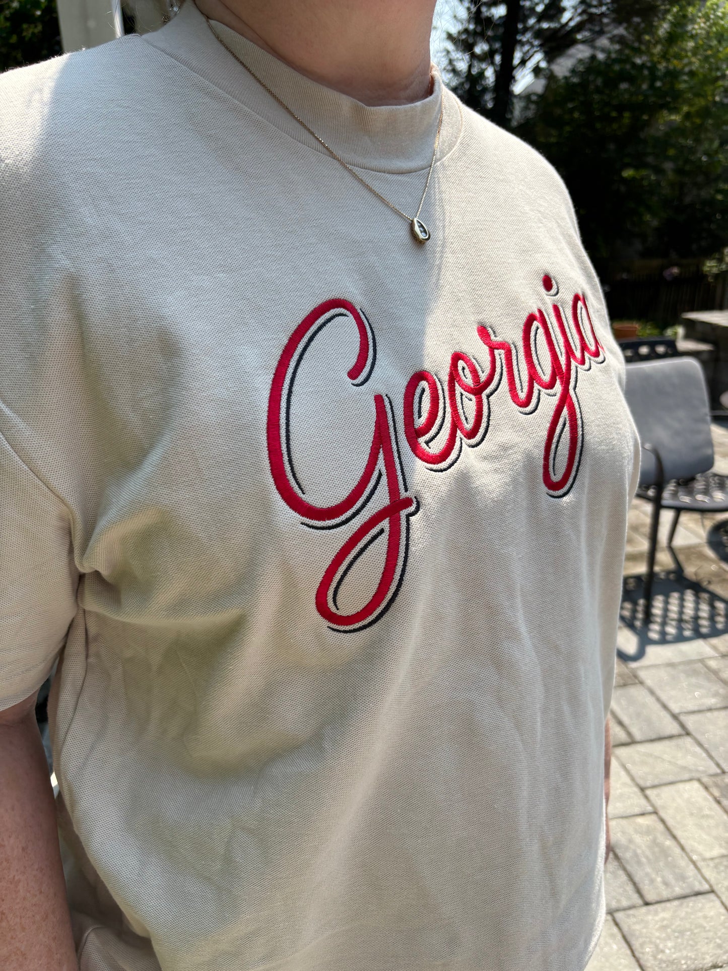 Georgia Script Embroidered Tee