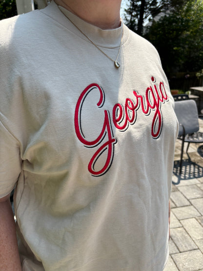 Georgia Script Embroidered Tee