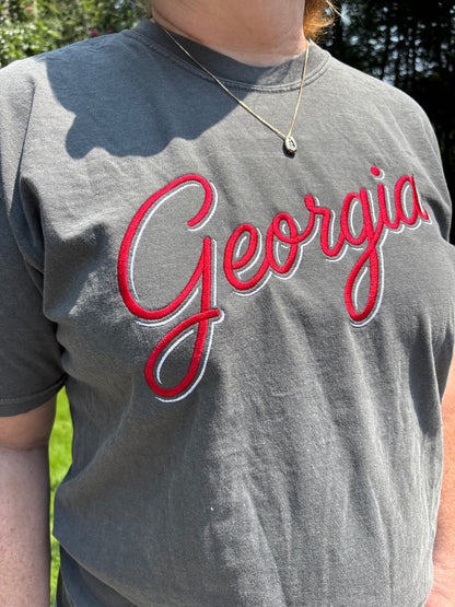 Georgia Script Embroidered Tee