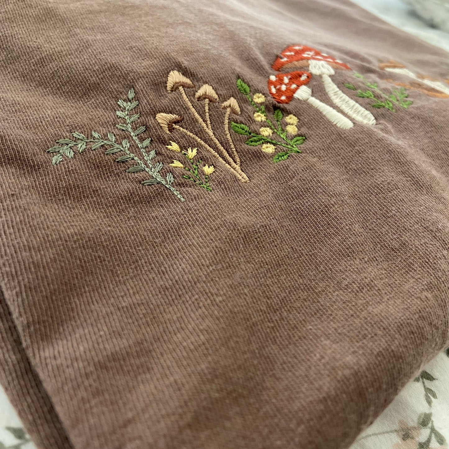 Fall Mushroom Embroidered Tee