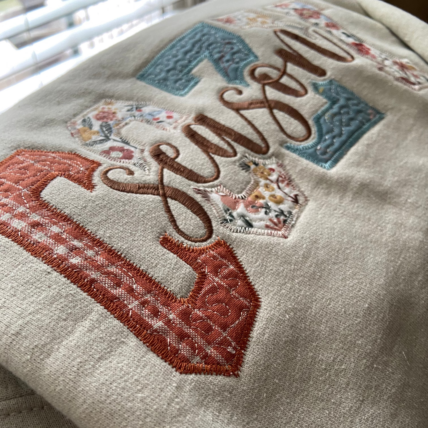 Cozy Season Quilted Applique Sweatshirt