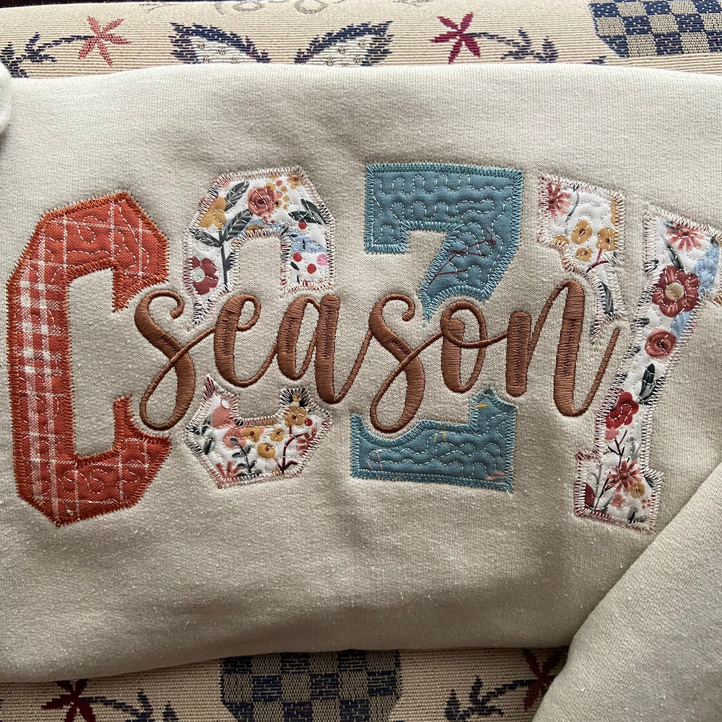 Cozy Season Quilted Applique Sweatshirt