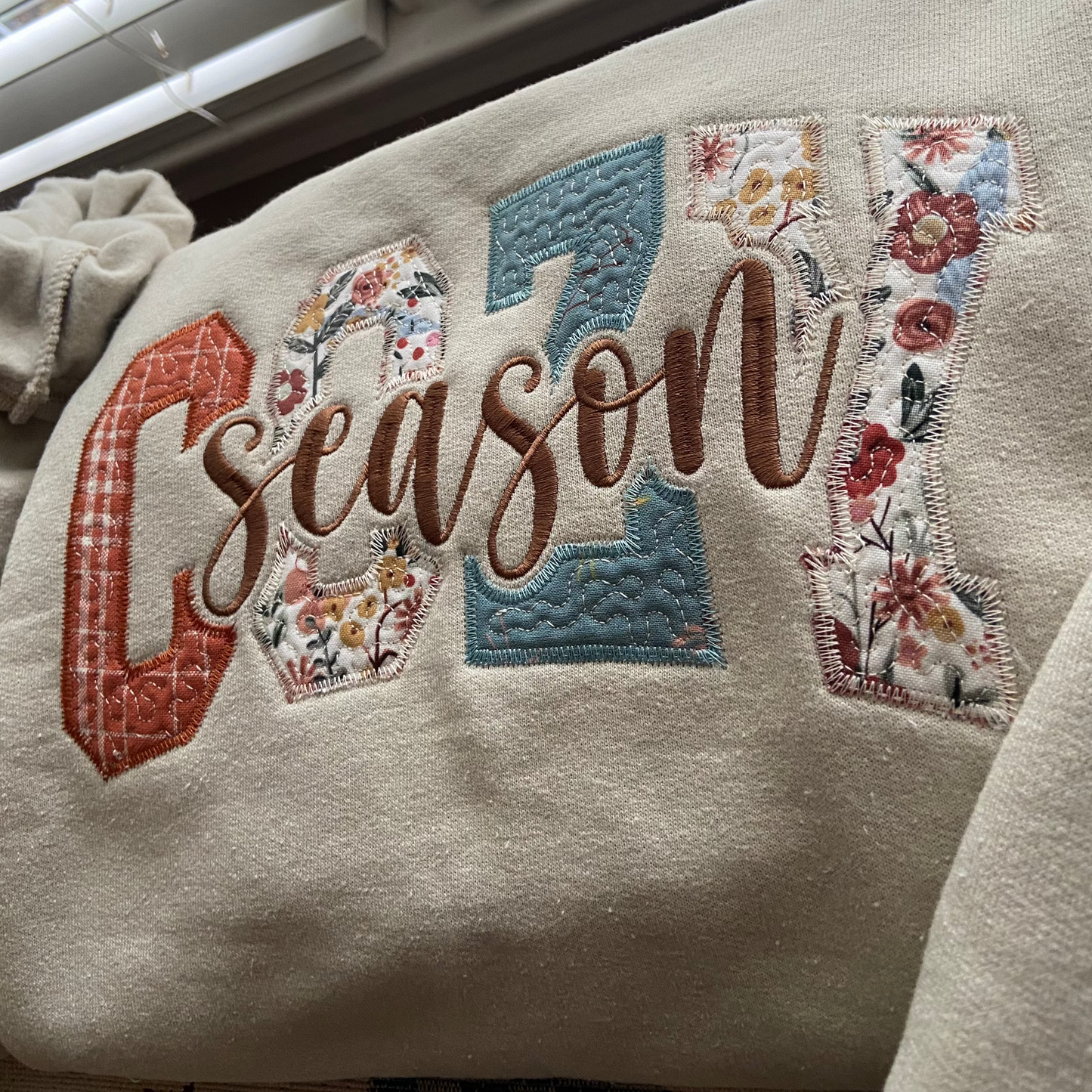 Cozy Season Quilted Applique Sweatshirt