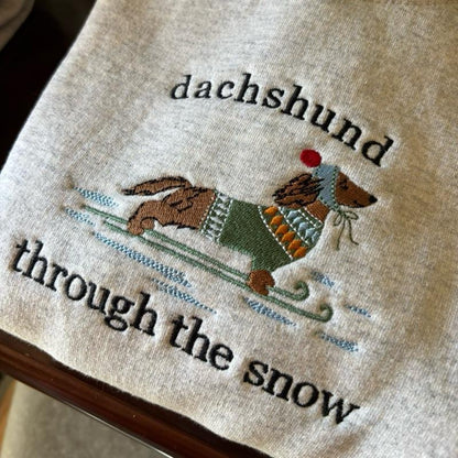 Jerzees Dachshund Through the Snow Embroidered Sweatshirt